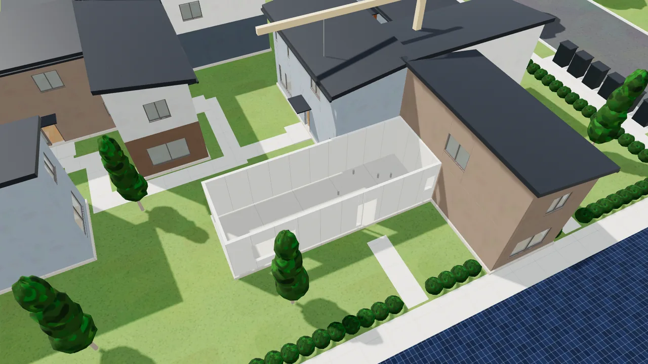 Ground-floor Tech Panels standing on the slab