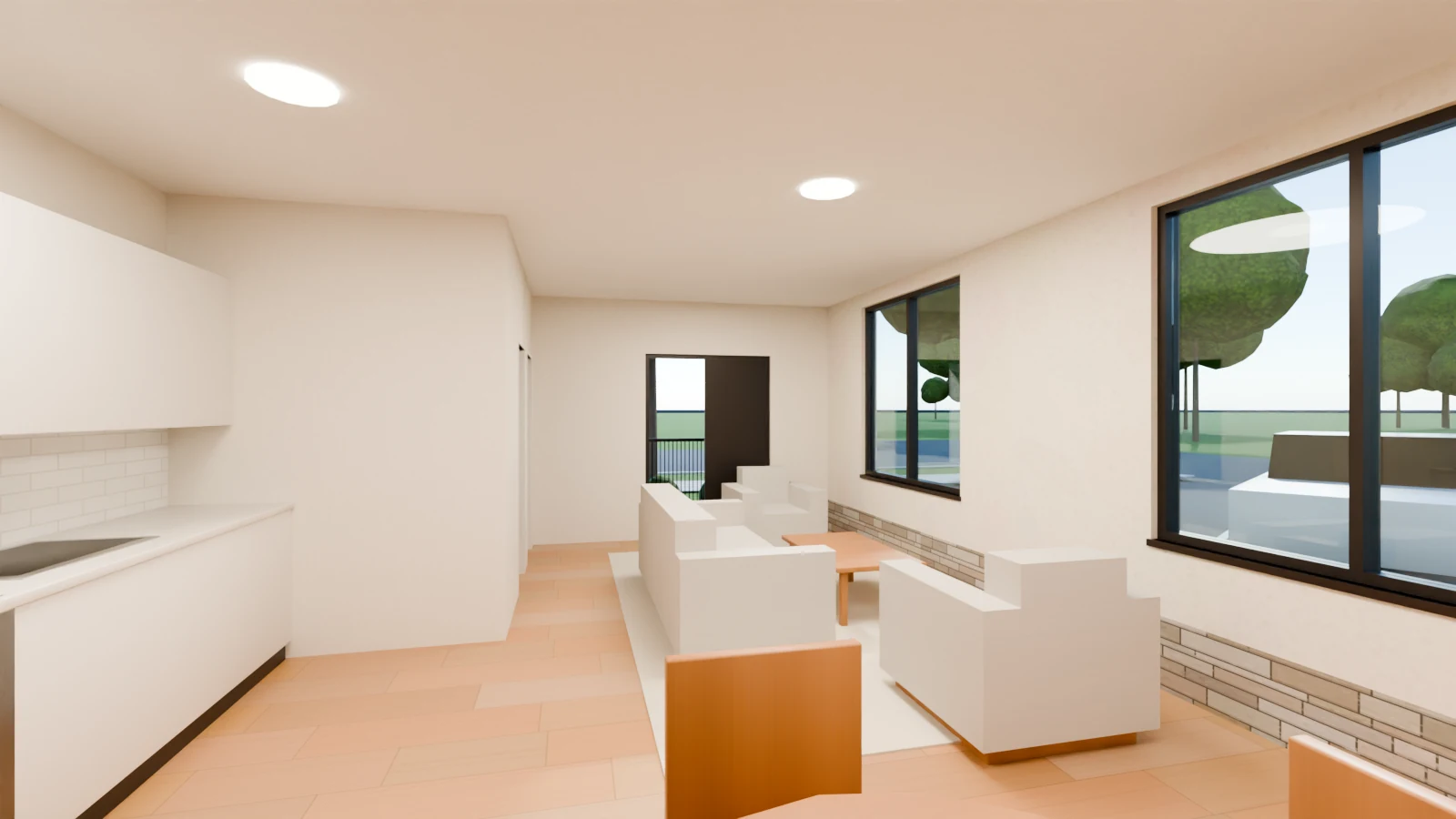 1 BD living and dining room