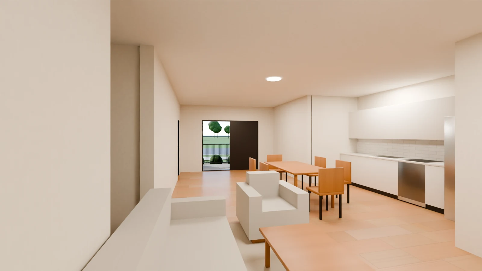 3 BD living and dining room