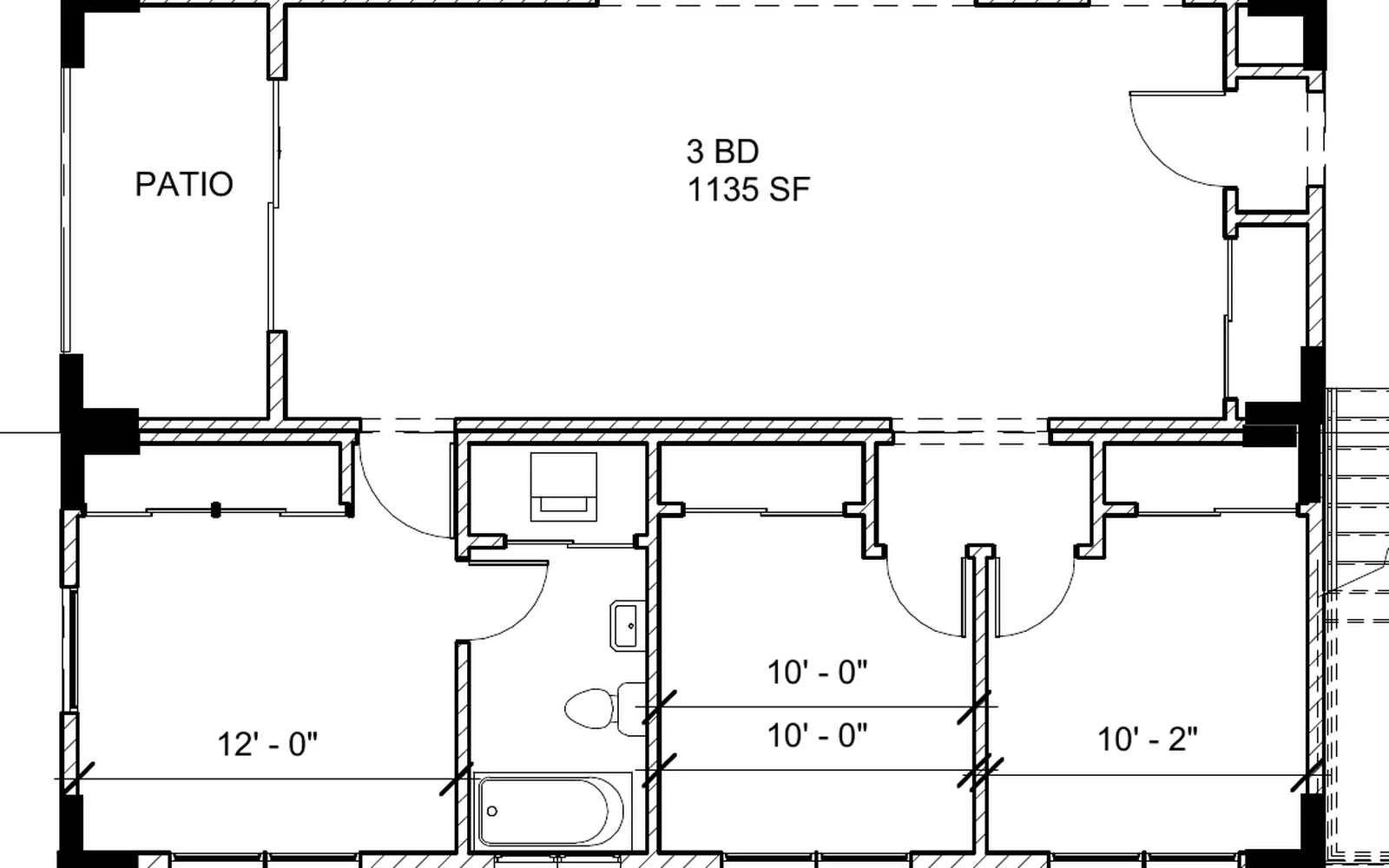 Sheet A02.10, 3 BD home, southwest corner of the west wing