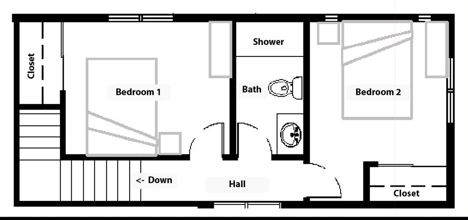 Cottage sheet, upper floor plan