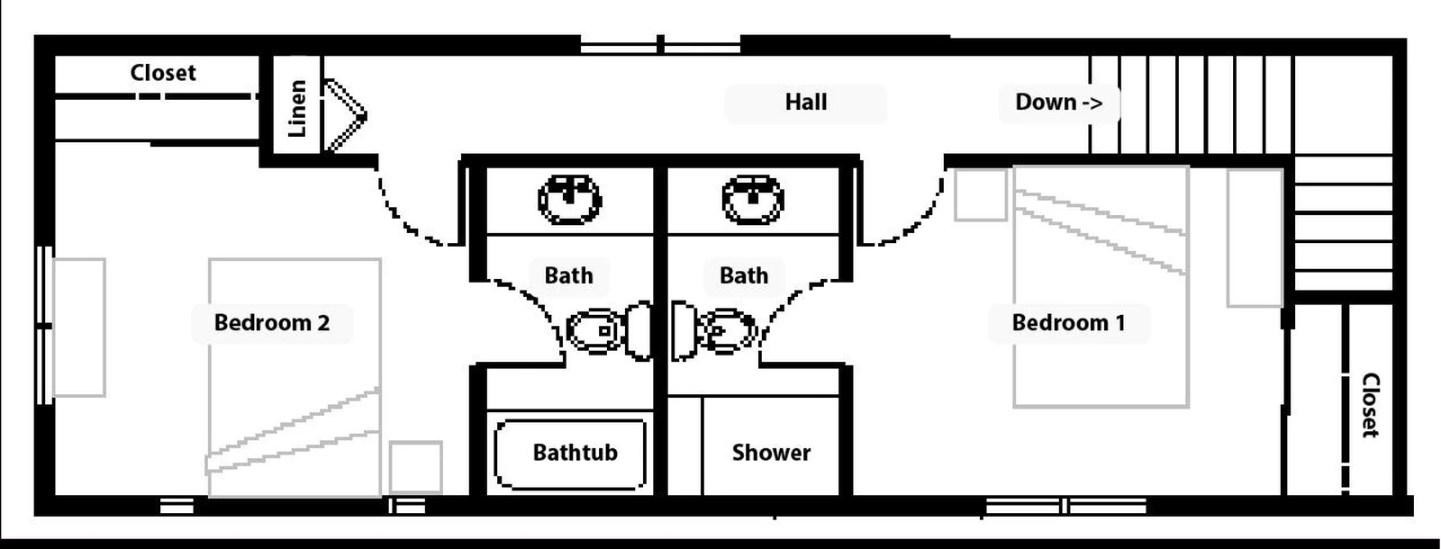 Villa sheet, upper floor plan