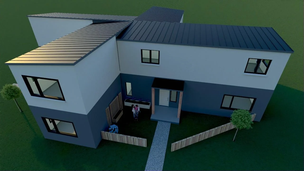 Owner rendering of a Villa at the hub of a four-home cluster