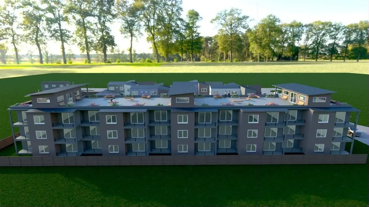 Owner rendering of the apartments' rear elevation